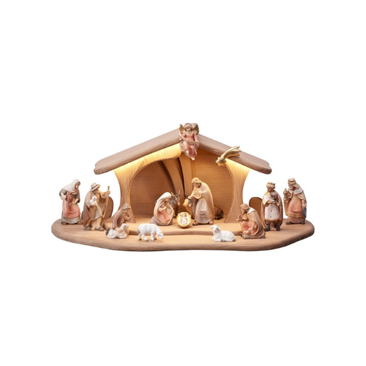Pema Crèche 17 pièces dans l'étable Luce illuminée