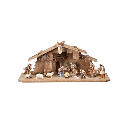 Crèche Kostner 15 pièces Nativité dans l'étable
