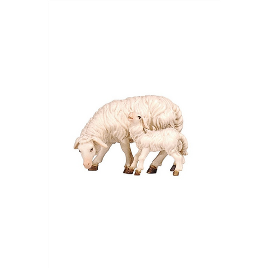 Holzschnitzerei_Schaf mit Lamm stehend_color