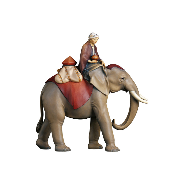 elefant mit treiber kometkrippe holzgeschnitzt color