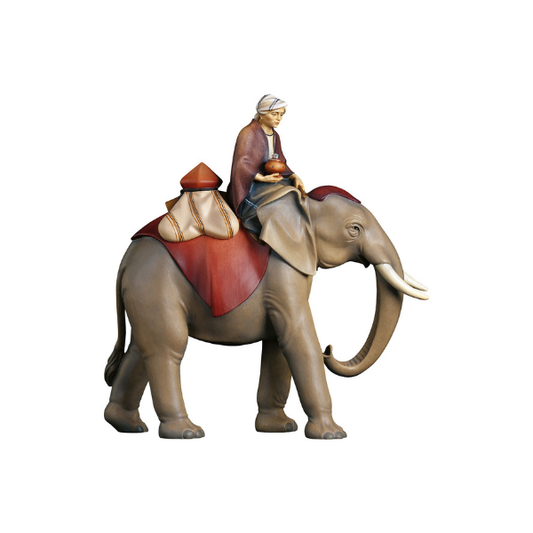 elefant mit treiber kometkrippe holzgeschnitzt color