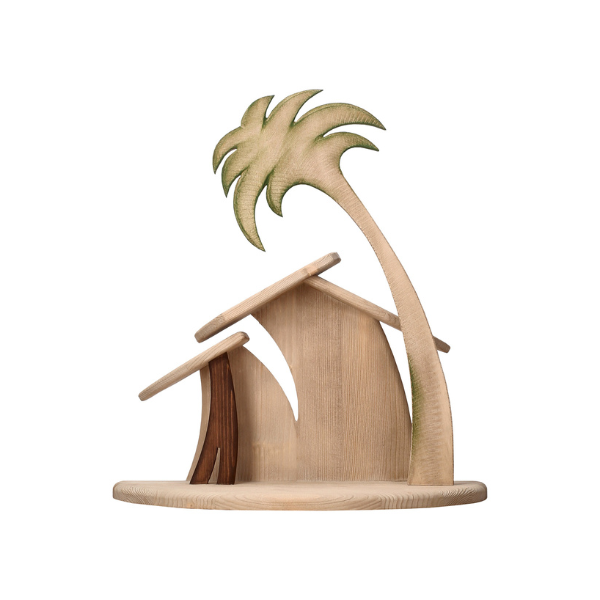 familienstall orientalisch kometkrippe holzgeschnitzt color