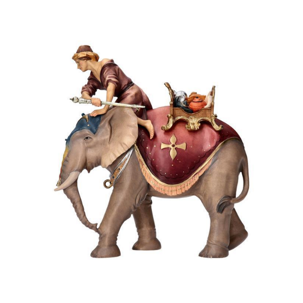 Éléphant avec selle et cavalier