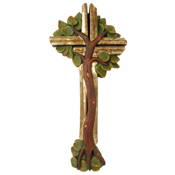 Croix de vie artistiquement peinte à l'or fin